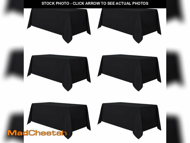 Lot 74-14301878 - sancua 6 Pack Black Tablecloth 90 x 132 Inch - Rectangle Table Cloth for 6 Feet Tables Stain and Wri...