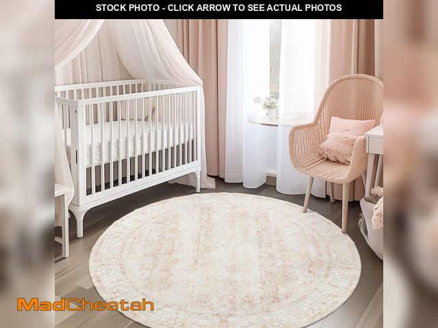 Lot 74-12709946 - BILEEHOME Round Rug 4x4 Feet 4ft Washable Area Rug Boho Farmhouse Vintage Indoor Floor Cover,Floral ...