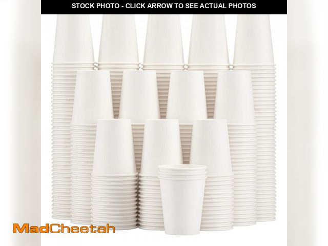 Lot 74-11552512 - Lamosi 300 Pack Paper Cups 8 oz, Disposable Coffee Cups, Paper Coffee Cups 8 oz, White Hot/Cold Beve...
