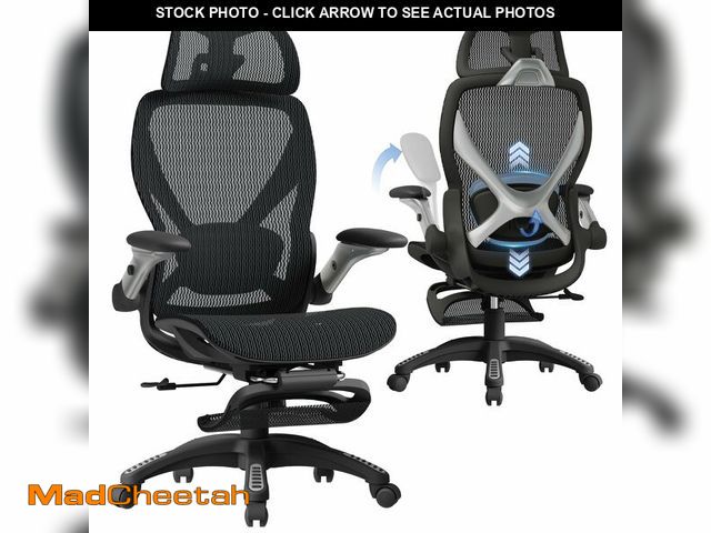 Lot 74-13118104 - ELABEST X100 Ergonomic Mesh Office Chair with Footrest, Big and Tall Hone Desk Chair with 5D Flip-Up...