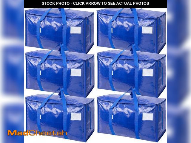 Lot 74-12443229 - TICONN 6 Pack Extra Large Moving Bags with Zippers &amp; Carrying Handles, Heavy-Duty Storage Tote M...