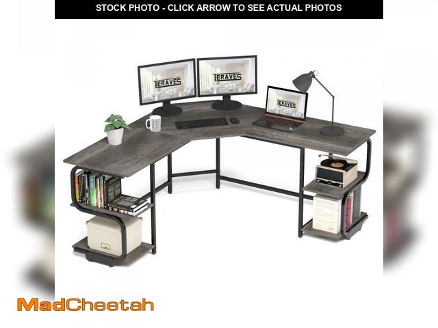 Lot 74-12268609 - Teraves Modern L Shaped Desk with Shelves,64.84" Gaming Computer Desk for Home Office,Corner Desk wi...