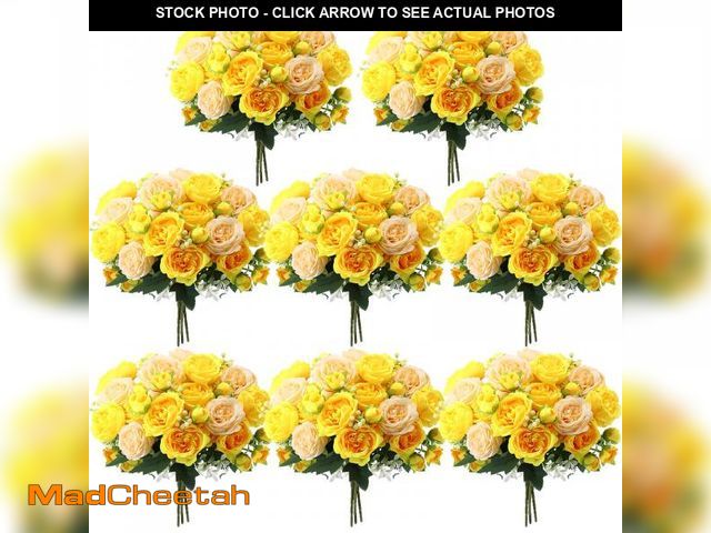 Lot 74-11550416 - Geosar 8 Bundles Artificial Peonies Silk Flowers Fake Peony Bouquet Faux Peonies Flowers Bulk for De...