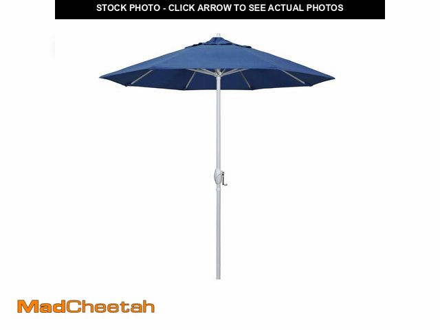 Lot 74-12898274 - California Umbrella 7.5' Rd Aluminum Patio Umbrella, Crank Lift, Auto Tilt, White Finish, Sunbrella ...