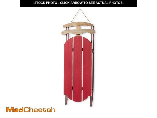 Lot 74-12869984 - Glitzhome 34.25 in. H Wooden Christmas Red Sleigh Porch Decor - UNUSED