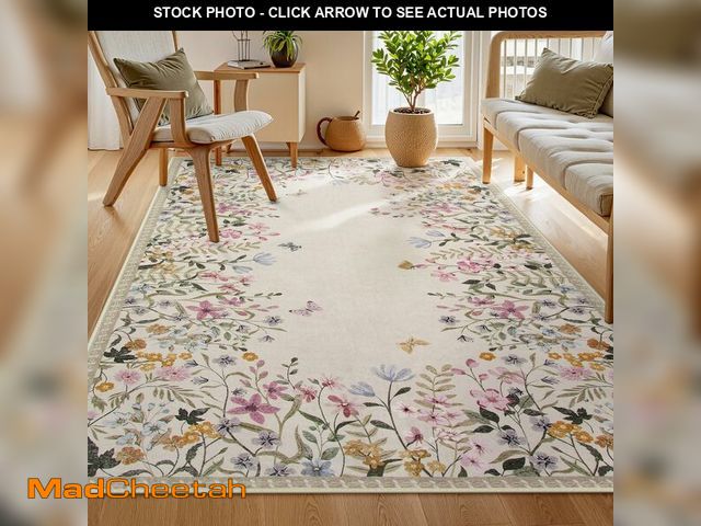 Lot 74-13956064 - Wonnitar Washable 5x7 Rug for Living Room, Floral Print Large Bedroom Area Rug, Non-Slip Dining Tabl...