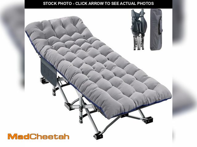 Lot 74-14304557 - ABORON XXL Camping Cot for Adults 900LBS - 78"x32" Oversized Folding Bed with Mattress Pad, Heavy Du...