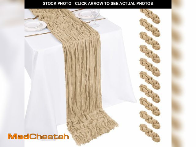 Lot 74-14293281 - 10 Pack Beige Cheesecloth Table Runner 17x108 Inch Boho Gauze Cheese Cloth Table Runners for Wedding...