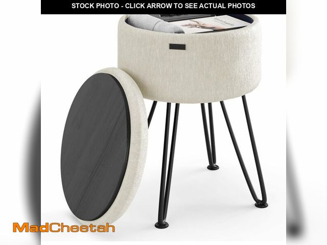 Lot 74-14067654 - STORAGEBUD Round Ottoman with Storage, Textured Velvet Storage Ottoman, Foot Stool Ottomans, Makeup ...