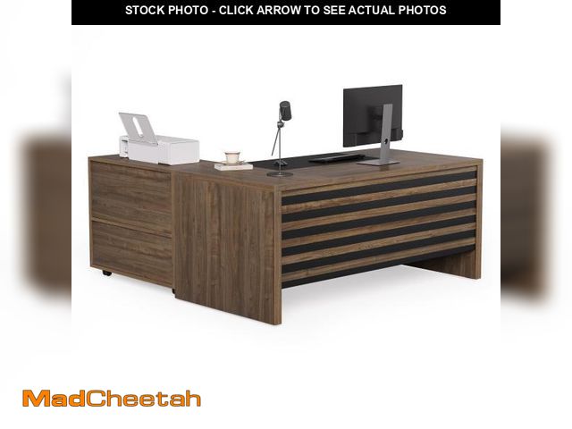 Lot 74-12273139 - LITTLE TREE L-Shaped Computer Desk with File Cabinet Combo, 63-Inch Office Desk, 31-Inch Filing Cabi...