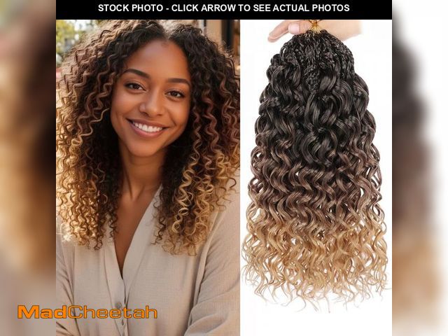 Lot 74-12309234 - Leeven Gogo Curl Crochet Hair 14 Inch 8 Packs Ombre Brown to Honey Blonde Ocean Wave Crochet Hair Pr...