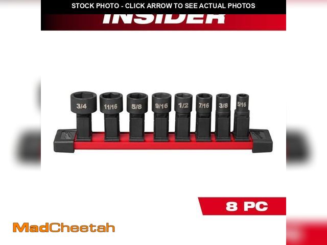 Lot 74-14607705 - Milwaukee INSIDER Box Ratchet Socket SAE Set (8-Pieces) 49-16-1640 - UNUSED