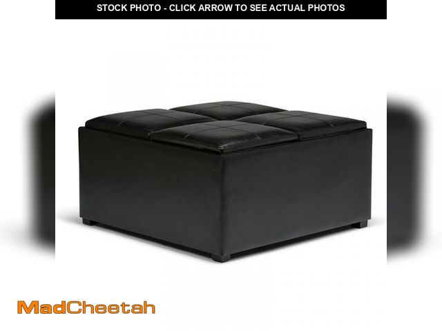 Lot 74-12203032 - Avalon Faux Leather Coffee Table Storage Ottoman - Midnight Black - UNUSED