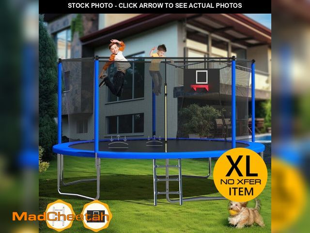 Lot 74-13056084 - Mersco 14ft Outdoor Trampoline for Kids and Adults, Backyard Trampoline with Basketball Hoop and Enc...