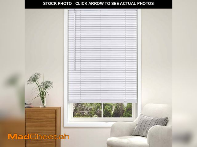 Lot 74-14369341 - LazBlinds Cordless White 1" Room Darkening Vinyl Mini Blinds, 44"W X 64"H Horizontal Window Blinds f...