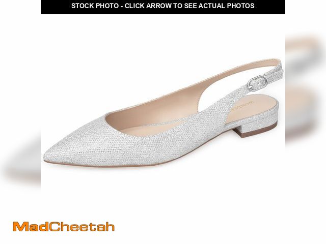 Lot 74-12707474 - WONDERWAY Women Slingback Flat Pointed Toe Shoes,Buckle Closure Pumps Shoes(Sliver Glitter,11) - USE...