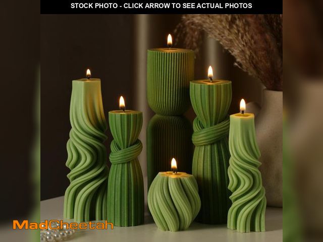 Lot 74-11557650 - Threlaco 6 Pcs Pillar Candles Modern Aesthetic Ribbed Decorative Candle Set Cute Soy Wax Scented Rib...