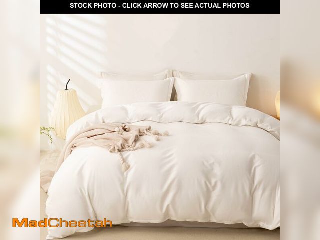 Lot 74-13718182 - OAITE 100% Washed Cotton Duvet Cover Queen Size Soft Breathable Durable Bedding with Zipper Closure ...