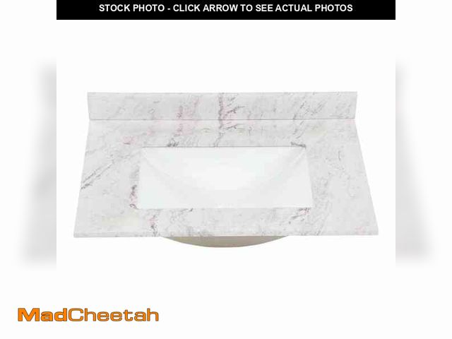 Lot 74-12932374 - Home Decorators Collection 31 in. W x 22 in. D Engineered Stone Composite White Rectangular Single S...