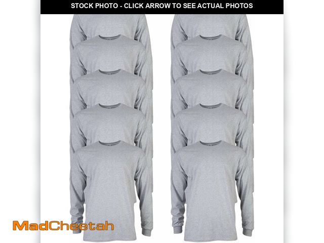 Lot 74-13698035 - Gildan Men's Ultra Cotton Long Sleeve T-Shirt, Style G2400, Multipack, Sport Grey (10-Pack), X-Large...