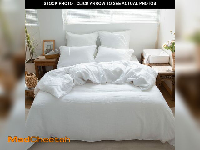 Lot 74-14272305 - Simple&amp;Opulence 100% Linen Duvet Cover Set 3pcs Basic Style Natural French Washed Flax Solid Col...
