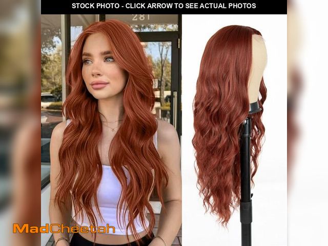 Lot 74-12675151 - Auburn Wigs for Women, 26 inch Lace Hairline Middle Part Long Curly Wig Heat Resistant Synthetic Hai...