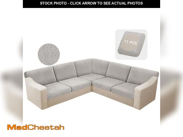 Lot 74-12436966 - HDCAXKJ Waterproof Sectional Couch Cushion Covers 11 Pieces Stretch Jacquard L Shaped Corner Sofa Sl...