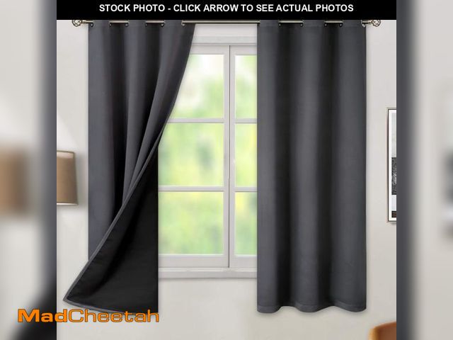 Lot 74-12213718 - BGment Dark Grey Blackout Curtains for Bedroom - Black Out Curtains 63 Inch Long Thermal Insulated G...