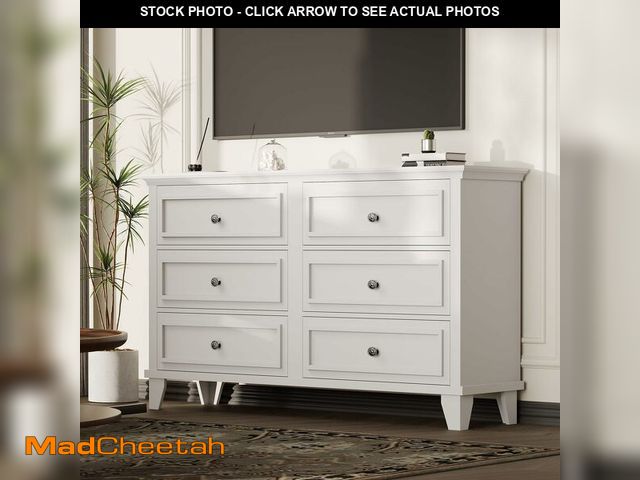 Lot 74-14610341 - (MISSING HARDWARE) IDEALHOUSE 6 Drawer Dresser, Oak White Framed Chest - USED