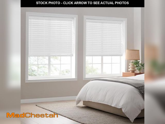 Lot 74-12493525 - Eclipse 2in. Faux Wood Blinds, 36"W x 64"L in White - Cordless Window Blinds, Certified Safe for Chi...