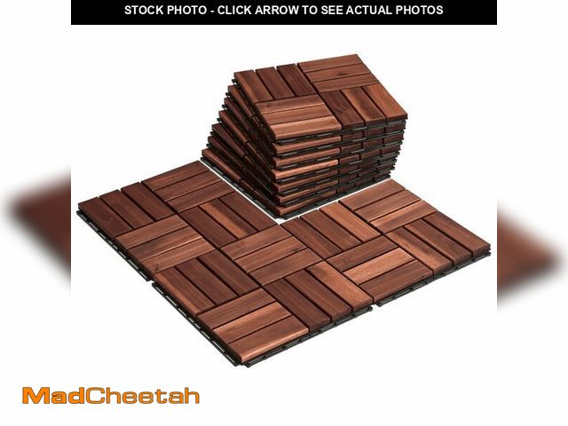 Lot 74-14212610 - Premium Group Deck Tiles, Patio Flooring - Outdoor Waterproof Acacia Wood Tiles for All Weather Use ...