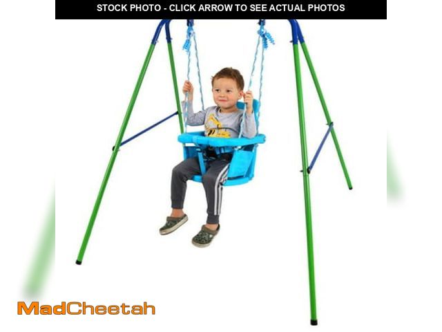 Lot 74-12144534 - Toddler Swing Set Folding Metal Swing Set with Safety Seat for Baby Chirldren Gifts Sturdy Metal Swi...