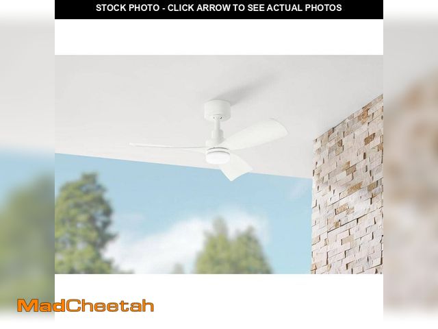 Lot 74-14285724 - Hampton Bay Marlston 36 in. Indoor/Outdoor Matte White with White Blades Ceiling Fan with Adjustable...