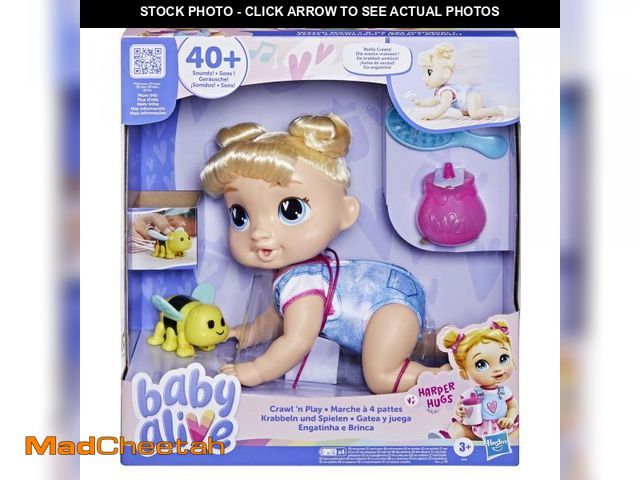Lot 74-12391394 - Baby Alive Crawl 'n Play Harper Hugs Electronic Crawling Baby Doll Set, Blonde Hair, Kids Toys for G...