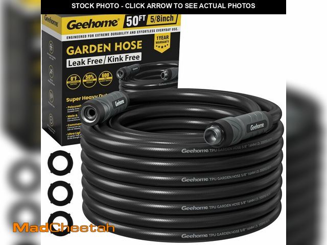 Lot 74-13991129 - Geehome Heavy Duty Garden Hose, 50 ft x 5/8" Polyurethane Water Hose with Swivel Fittings, Flexible,...