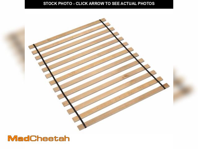 Lot 74-12555205 - Signature Design by Ashley Wooden Mattress Support Bunkie Board Roll Slat with Nylon Cord, Queen, Be...