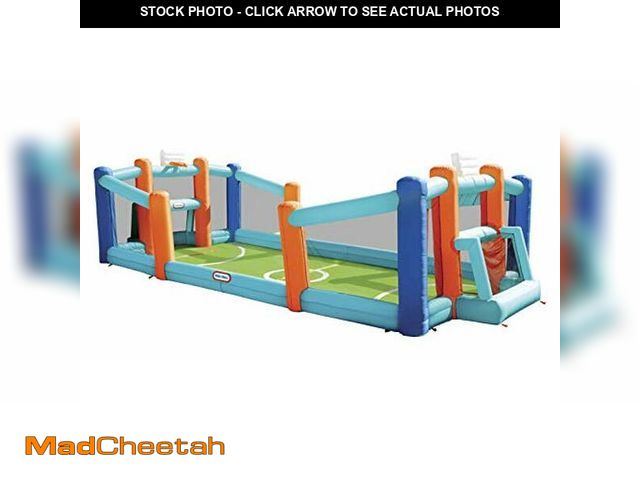 Lot 74-12555282 - Little Tikes Huge Inflatable Backyard Soccer &amp; Basketball Court for Multiple Kids, Blower with G...