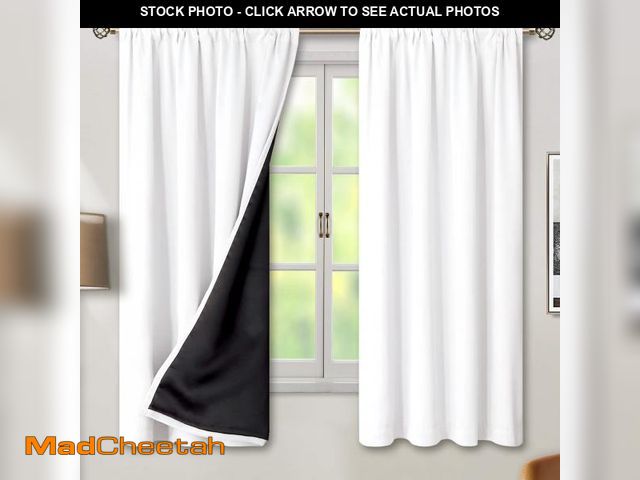 Lot 74-11547263 - BGment White Blackout Curtains for Bedroom 63 Inch Long - Thermal Insulated Black Out Curtains Room ...