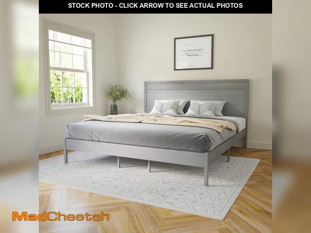 Lot 74-12392464 - Flash Furniture Kingston Solid Wood Platform Bed with Wooden Slats and Headboard, No Box Spring Need...