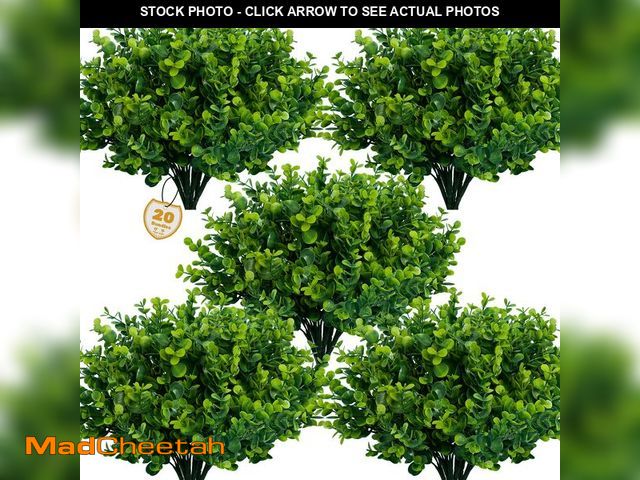 Lot 74-14478039 - Lnoicy Artificial Greenery Plants Outdoor UV Resistant Fake Plants Boxwood Shrubs Grass,20 Bundles f...