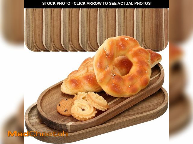 Lot 74-14303813 - Wenqik 18 Pieces Acacia Wood Tray Set 10 x 5 Inch Acacia Oval Wood Tray Platters Plates Set for Frui...