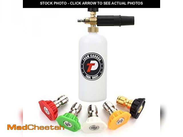 Lot 74-12332750 - Tool Daily Foam Cannon with 1/4 Inch Quick Connector, 1 Liter, 5 Pressure Washer Nozzle Tips - UNUSE...