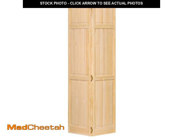 Lot 74-12552362 - 32 in. x 80 in. 32 in. Clear 6-Panel Solid Core Unfinished Wood Interior Closet Bi-Fold Door - UNUSE...
