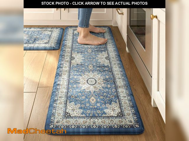 Lot 74-14146077 - Collive Boho Kitchen Mat, Cushioned Anti Fatigue Kitchen Rug Set 2 Piece Non-Skid Waterproof Kitchen...