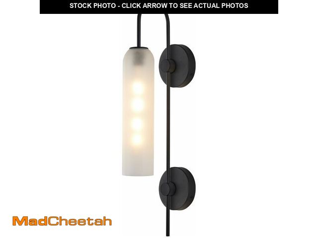 Lot 74-14347615 - BOKT Mid Century Modern Long Wall Sconce 1-Light Matte Black White Glass Wall Mounted Light Contempo...