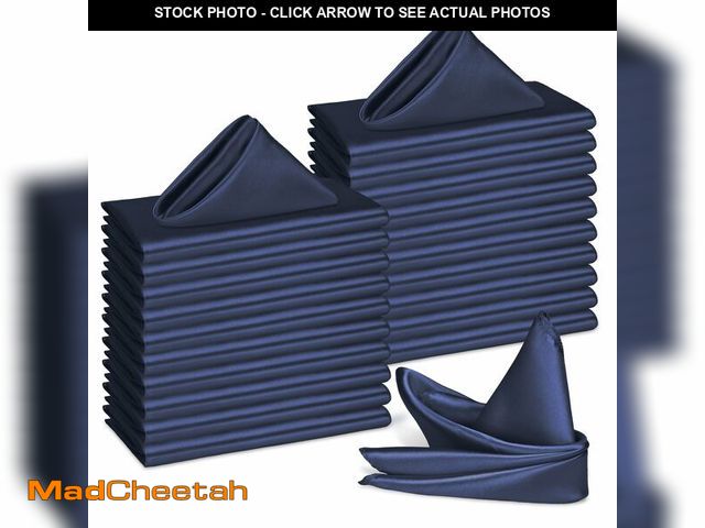 Lot 74-14378251 - Bailarina 120 Pack Navy Blue Satin Napkins,17x17 Inches Wedding Napkins Square Soft Silky Table Napk...