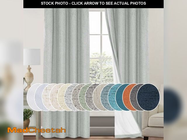 Lot 74-14151885 - PrinceDeco Linen Blackout Curtains 84 Inches Long 100% Completely Blackout Window Treatment Thermal ...