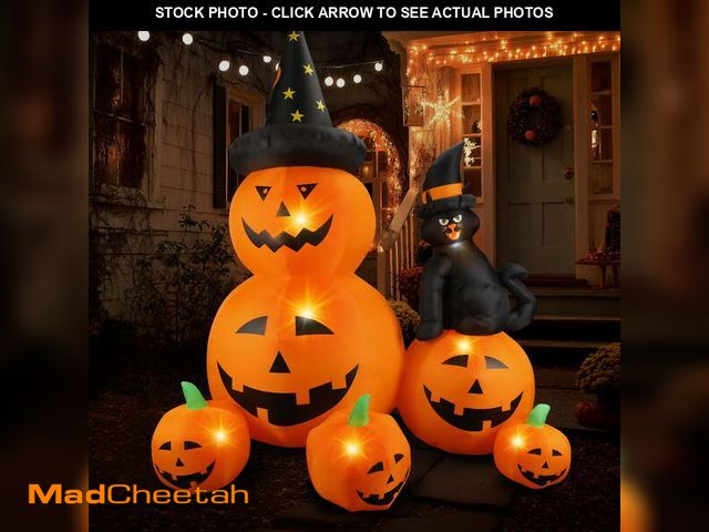 Lot 74-12849984 - MAGOTAN 6 FT Halloween Inflatable Pumpkin Halloween Inflatable Pumpkins and Cat Outdoor Yard Decorat...