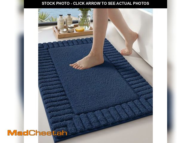 Lot 74-14046383 - Color&amp;Geometry Large Bath Rugs Non Slip Washable, 24"x36" Absorbent Navy Blue Bathroom Rugs, Sof...