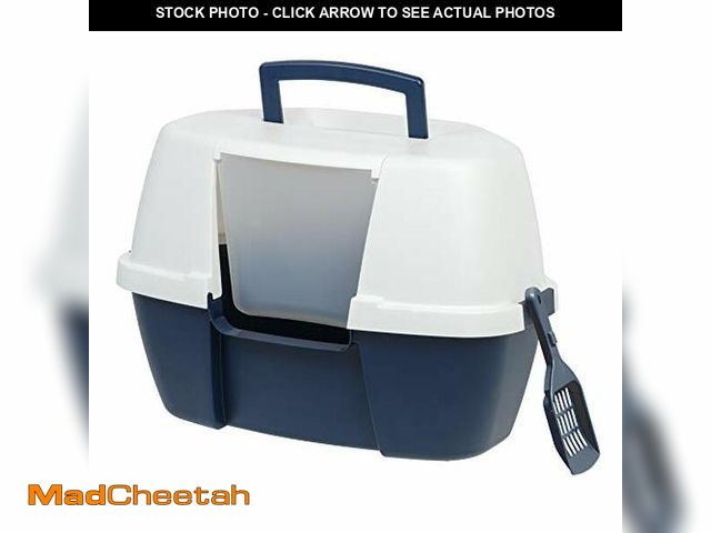 Lot 74-12828975 - IRIS USA Corner Cat Litter Box Enclosure with Scoop, Small Cat Litter Box with Lid, Corner Litter Bo...